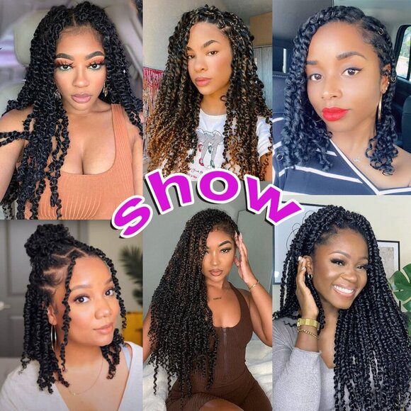 8 Packs Passion Twist Crochet Hair 10 Inch Pre-twisted Bohemian Style main image 4